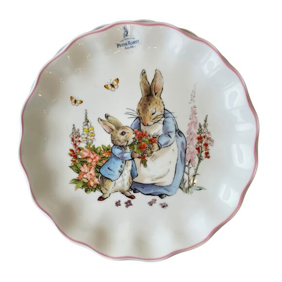 NEW Beatrix Potter Peter Rabbit and Mom Pink Edge Easter Dinner Plates Set of 4 - Picture 14 of 15